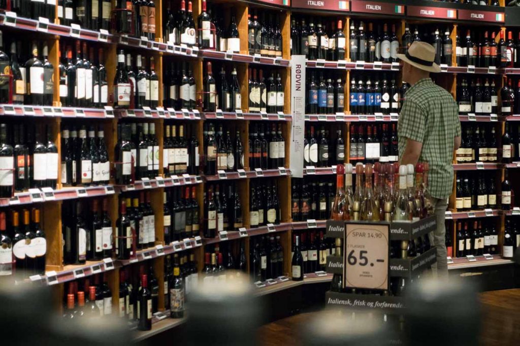 Choosing wine from store